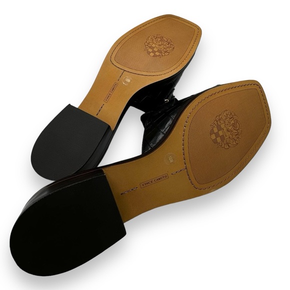 Vince Camuto Jenivey Embossed Slide Loafer Sandals, Black Crocodile, Size 10 - Picture 11 of 11